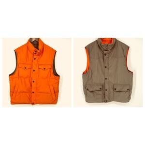 Vintage Polo Ralph Lauren Mens Reversible Down Vest Tan Orange Outdoor Size L